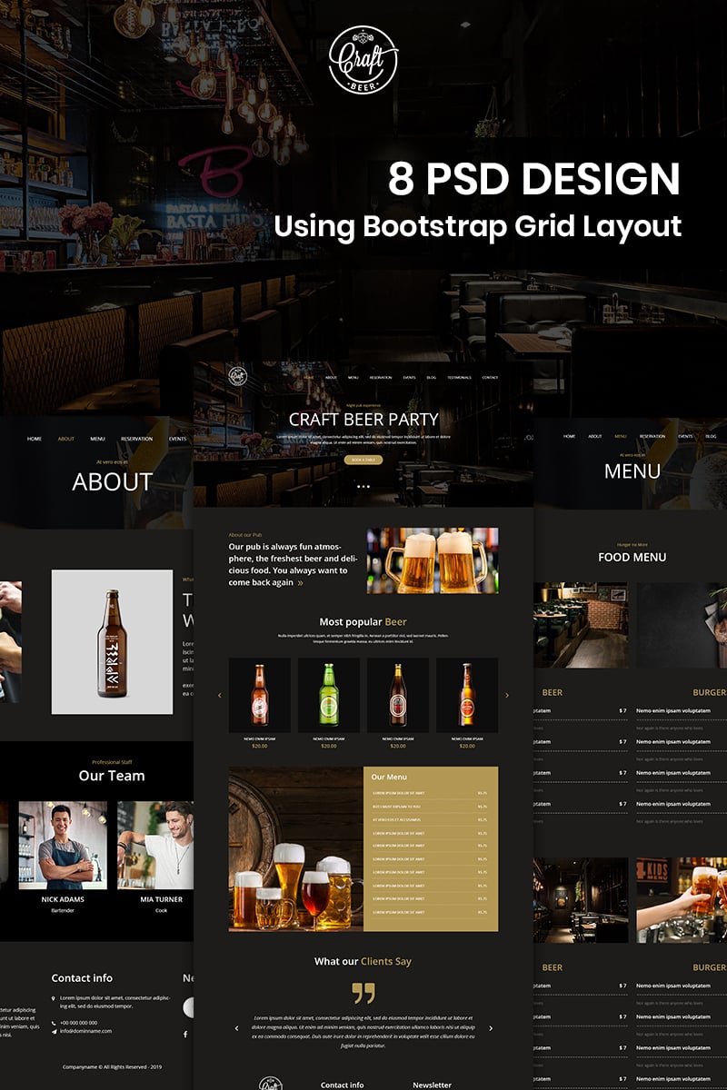 "Craft Beer - Beer Pub PSD Template" PSD Template №82530