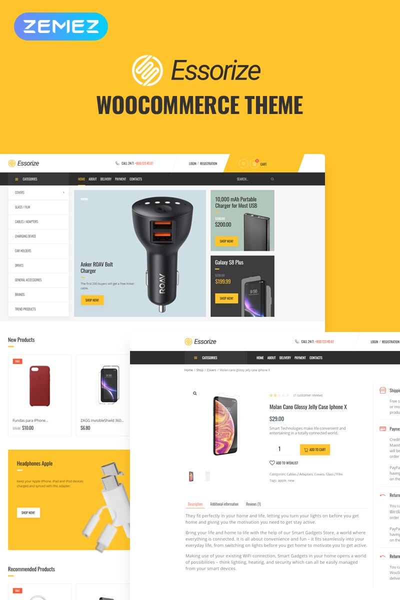 "Essorize - Electronics ECommerce Classic Elementor" thème WooCommerce adaptatif #82524 - screenshot