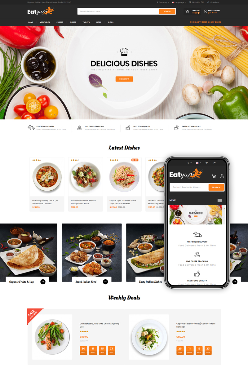 Plantilla OpenCart "Eatyum - Restaurant Shop" #82539