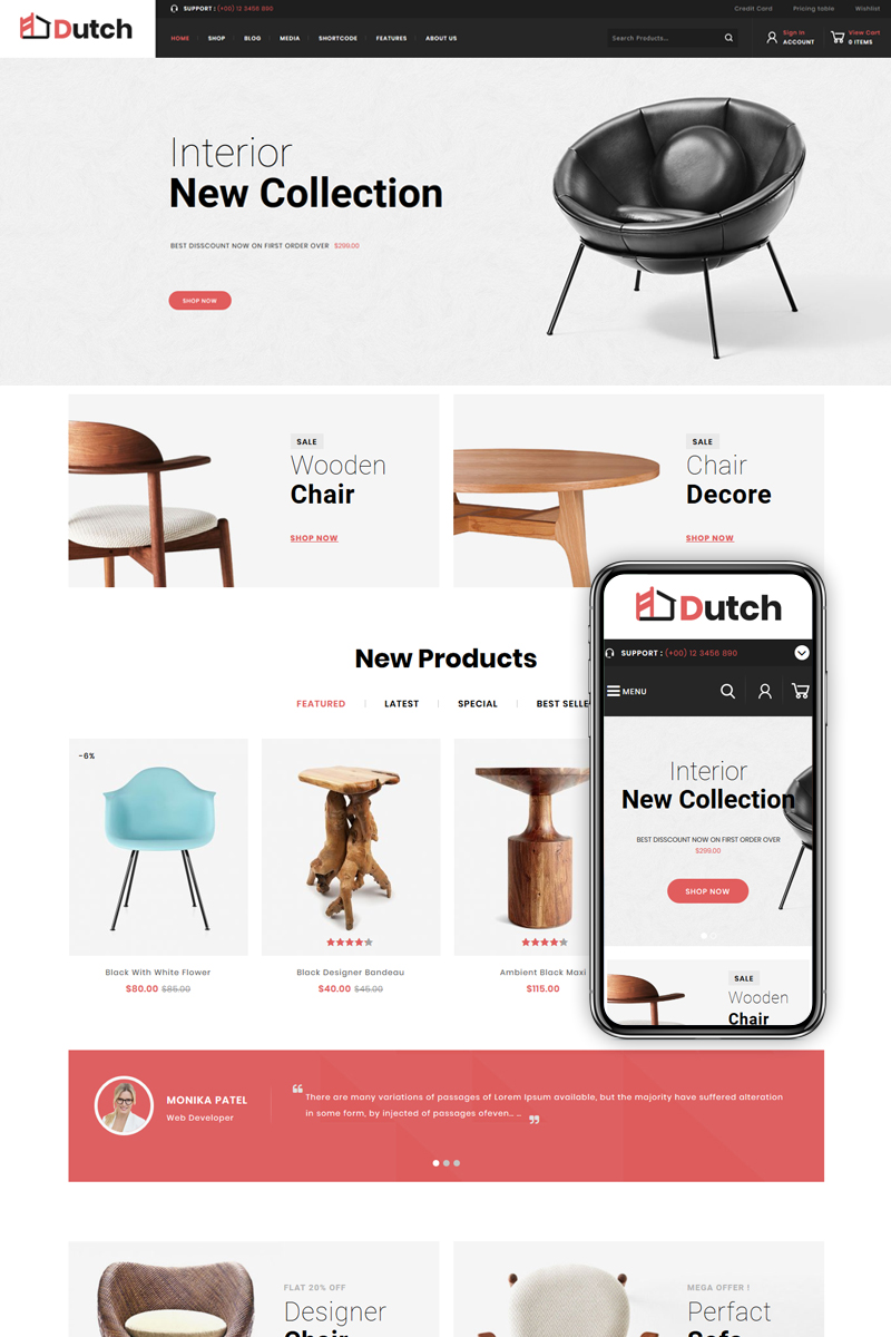 Responzivní WooCommerce motiv "Dutch - Furniture Store" #82537