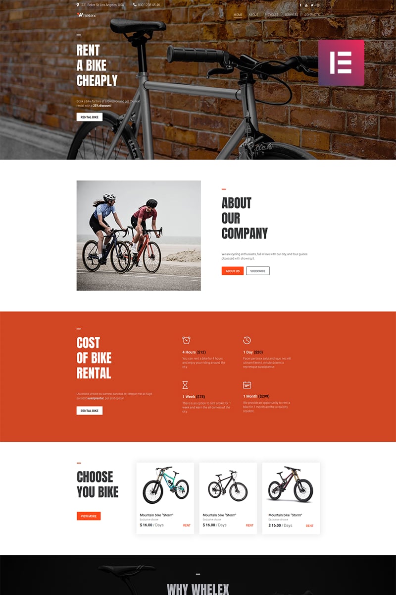Whelex - Bike Rent Multipurpose Modern Elementor WordPress Theme