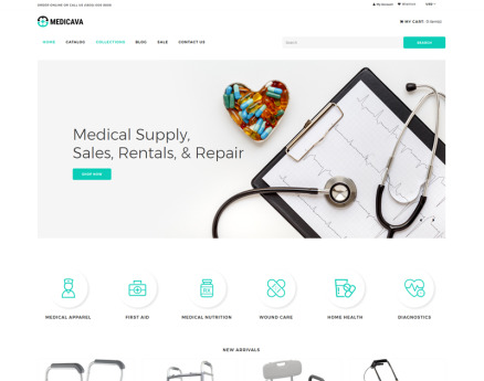 Medicava - Medical Equipment Multipage Clean Shopify Theme