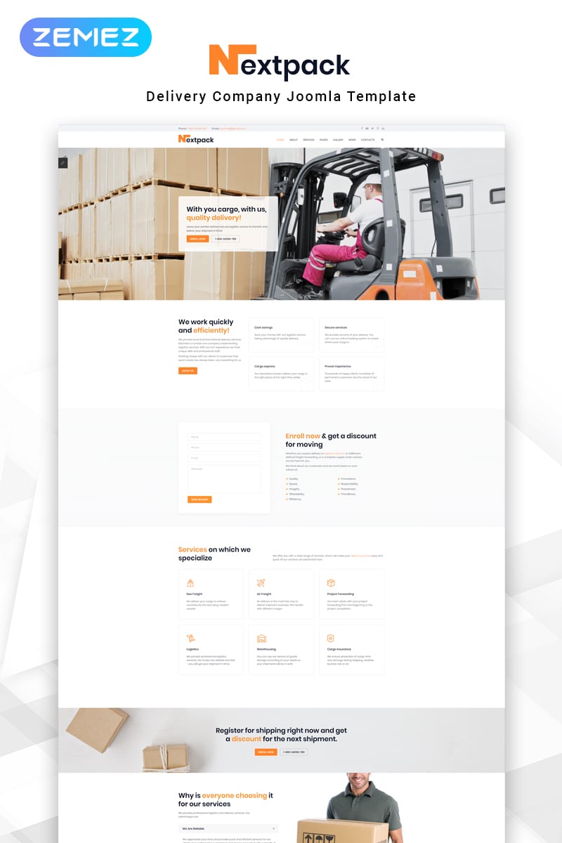 NextPack - Delivery Services Clean Joomla Template