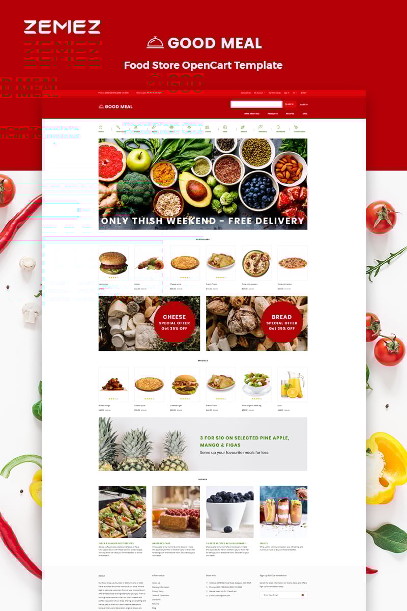 Responsywny szablon OpenCart Good Meal - Food Store Multipage Creative #82666
