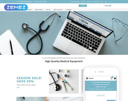 Emed - Medical Equipment Multipage Clean OpenCart Template