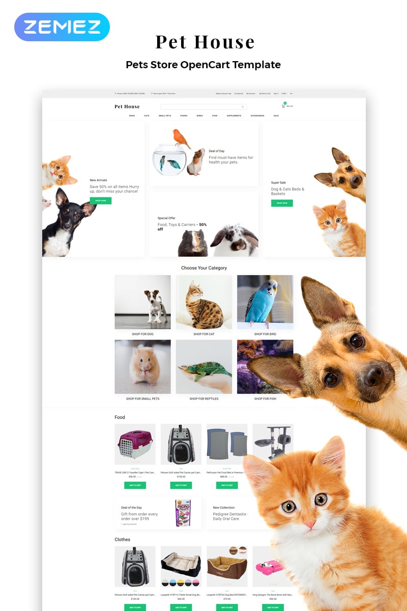 Modello OpenCart Responsive #82748 "Pet House - Pet Shop eCommerce Modern" - screenshot