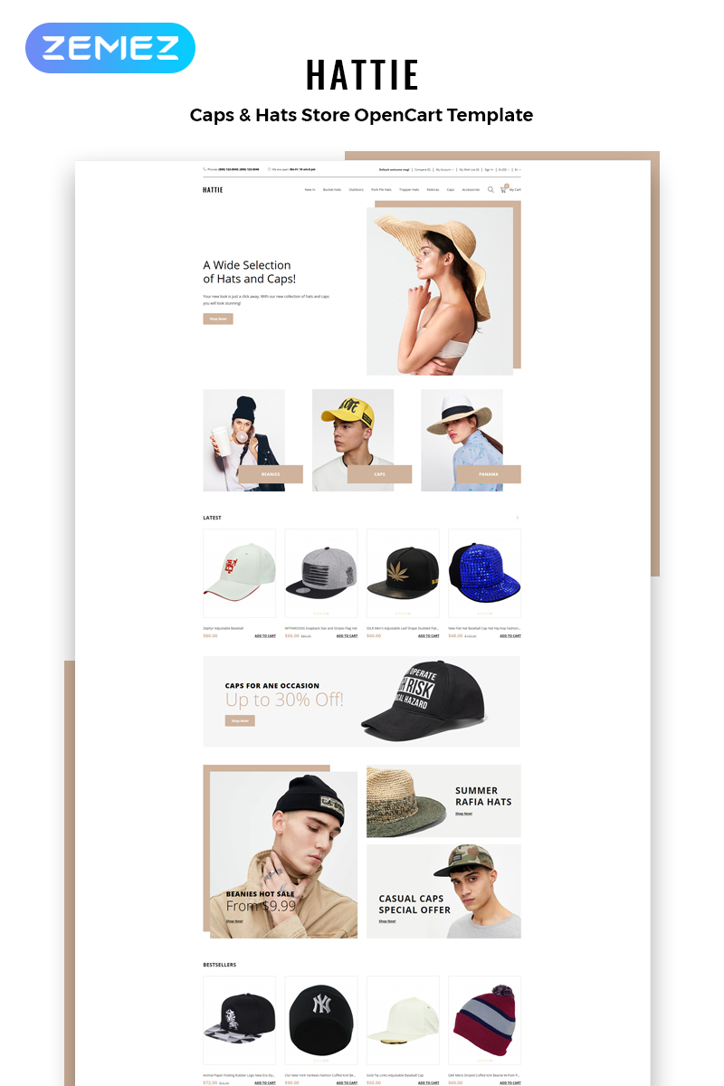 Responsive Hattie - Fashion Multipage Clean Opencart #82749