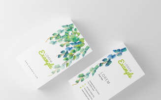 Watercolor Leaf Business Card - Corporate Identity Template