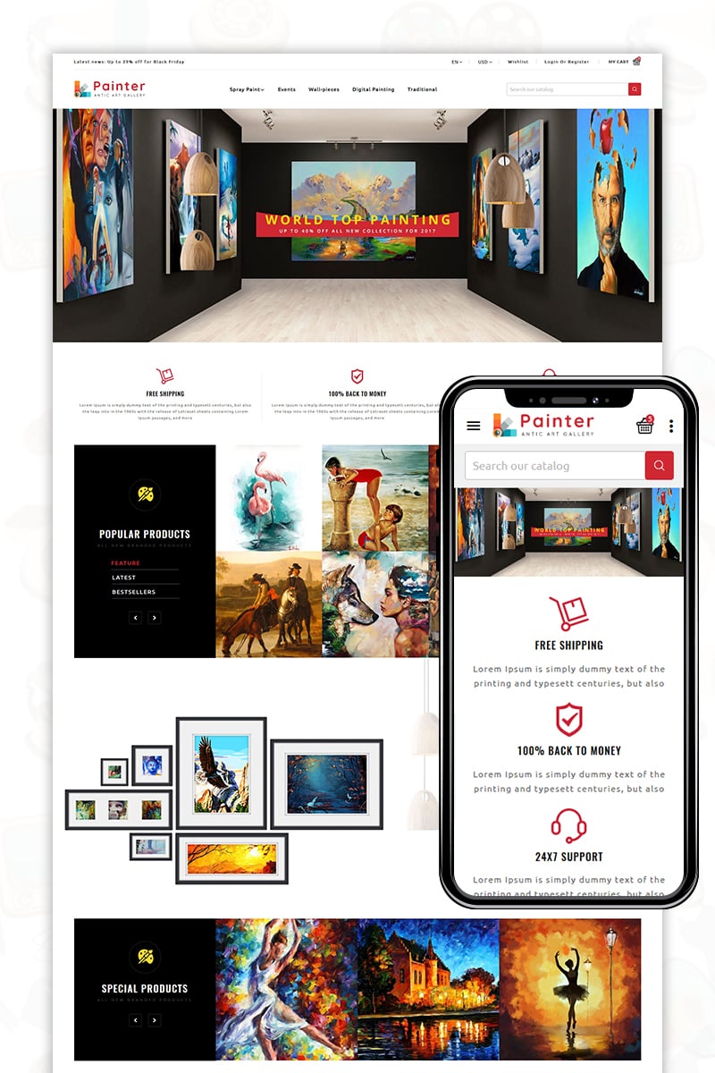 "Painter" Responsive PrestaShop Thema №82847