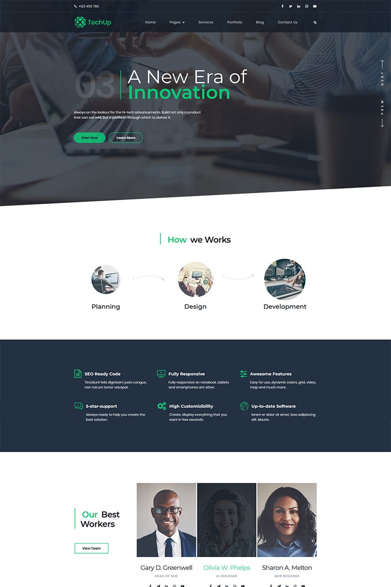 "Techup - IoT and AI Tech Startup" WordPress thema №82872