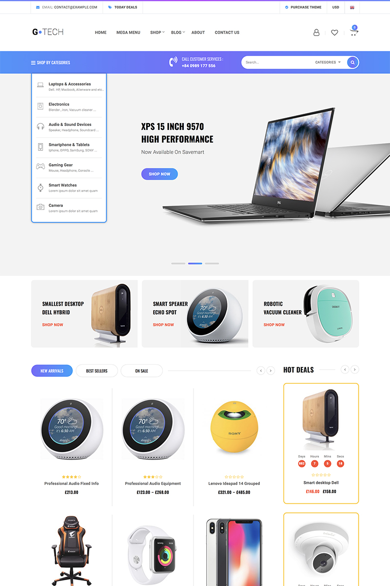 WooCommerce motiv "Gtech Electronics Shop" #82889