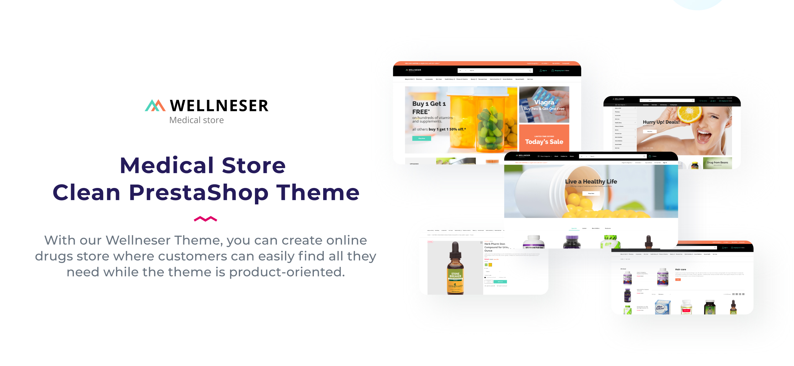 medical store bootstrap ecommerce clean prestashop theme