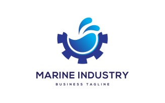 Marine Industry Gear Water Technology Logo Design