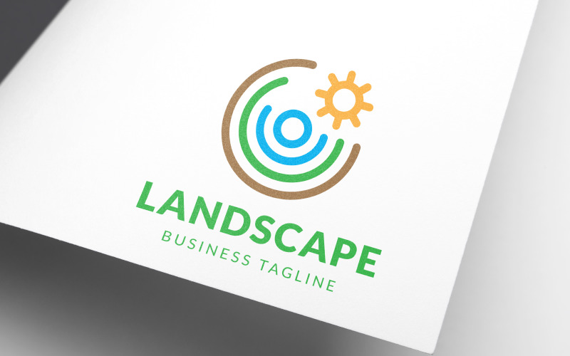 Modern Line Landscaping Logo Design Logo Template