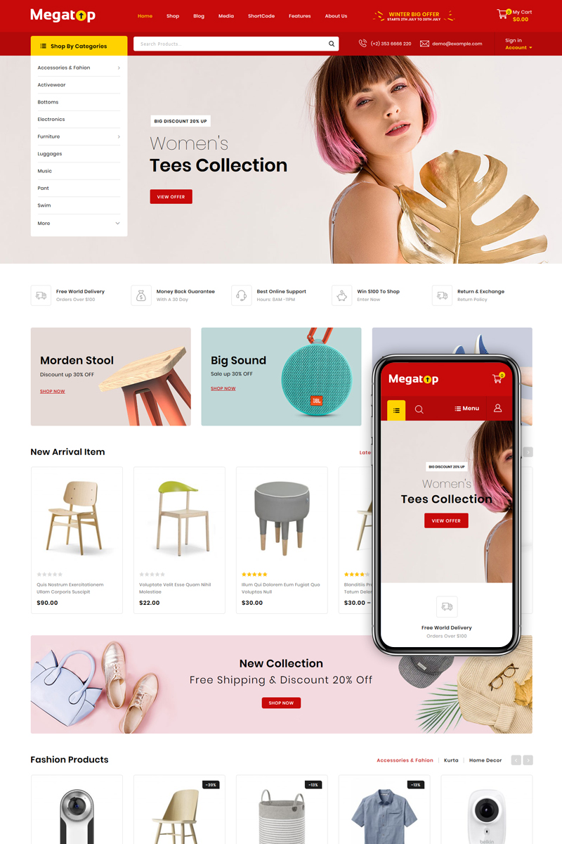 WooCommerce Theme namens "Megatop - Multipurpose Store" #82956