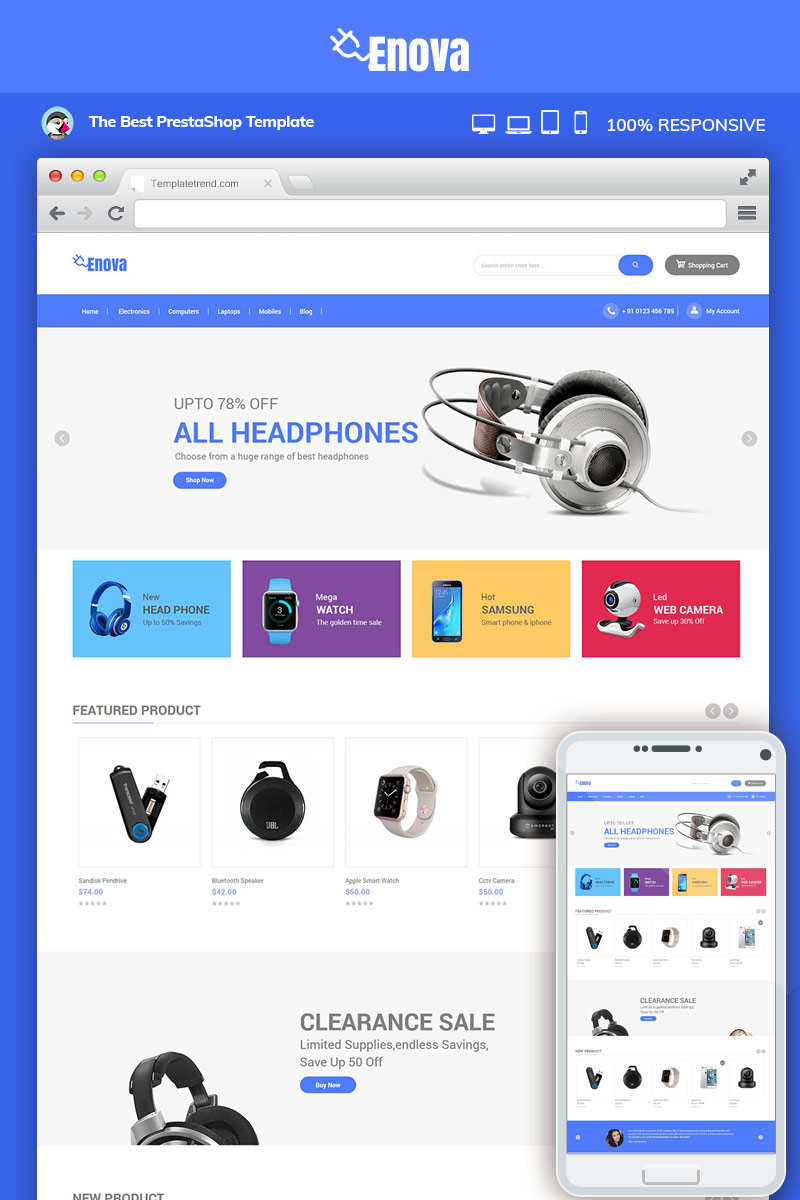 Enova Electronics Mobile Magento sablon 83025