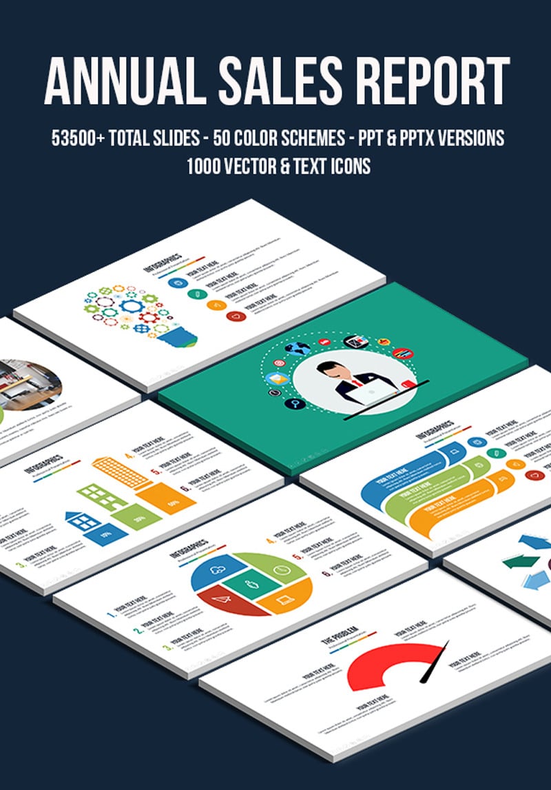 Colorful Annual Sales Report PowerPoint Template 83158
