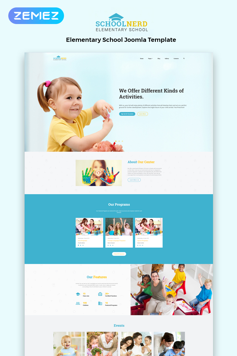 "School Nerd - Elementary School Multipage Modern" Responsive Joomla Template №83108