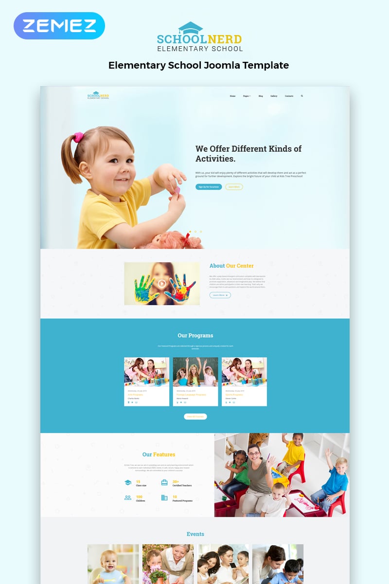 "School Nerd - Elementary School Multipage Modern" thème Joomla adaptatif #83108