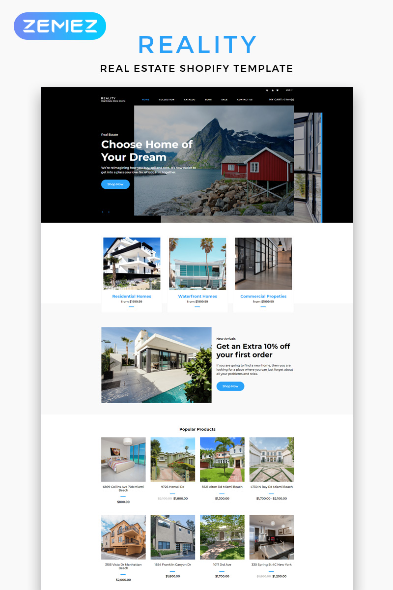 Responsywny szablon Shopify Reality - Real Estate Multipage Clean #83215 - zrzut ekranu
