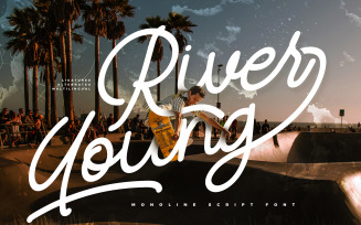 River Young | Monoline Cursive Font