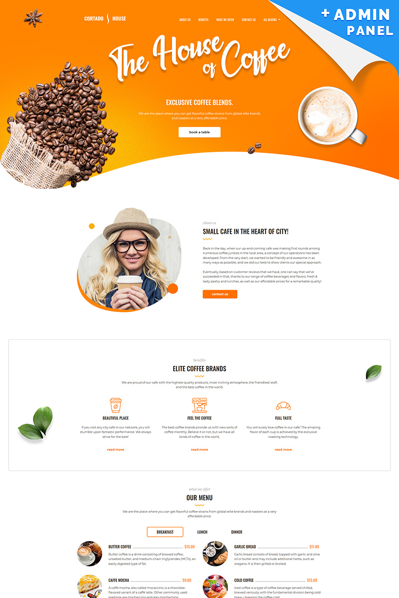 Cortado House - Cafe Landing Page Template