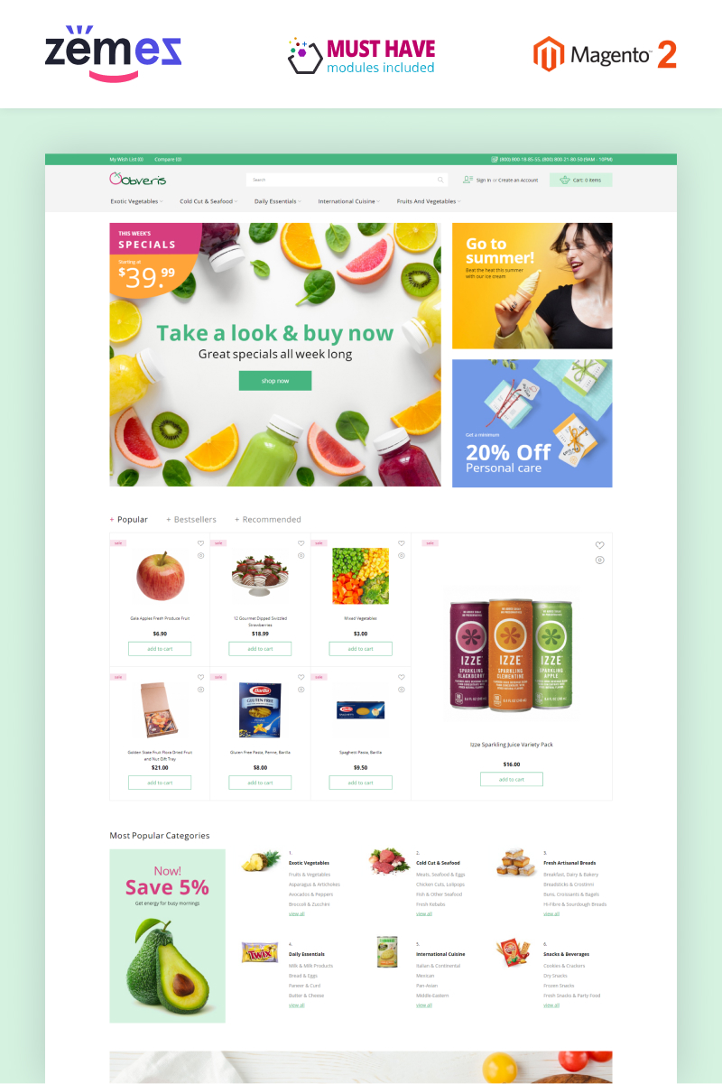 Responsive Obveris - Clean Grocery eCommerce Store Magento #83332 - Ekran resmi