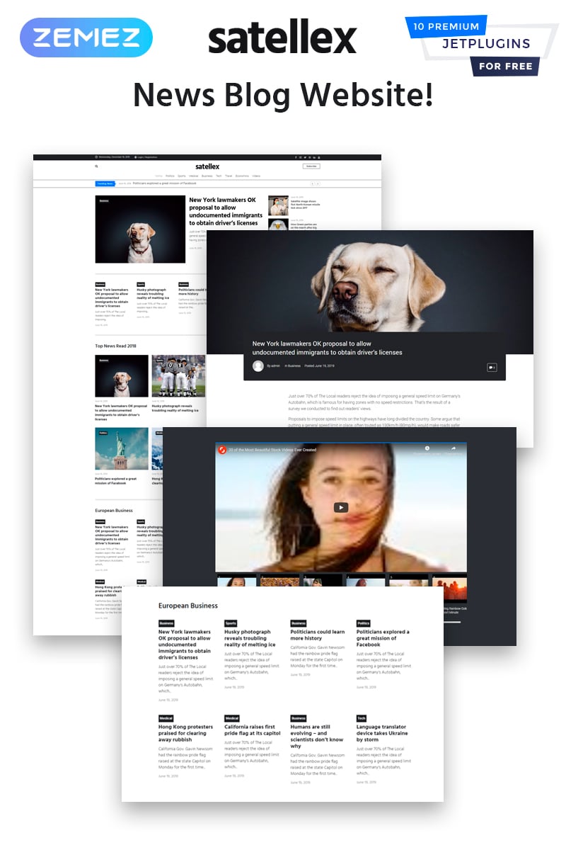 Tema De WordPress "Satellex - News Blog Multipurpose Classic" #83334 - captura de pantalla