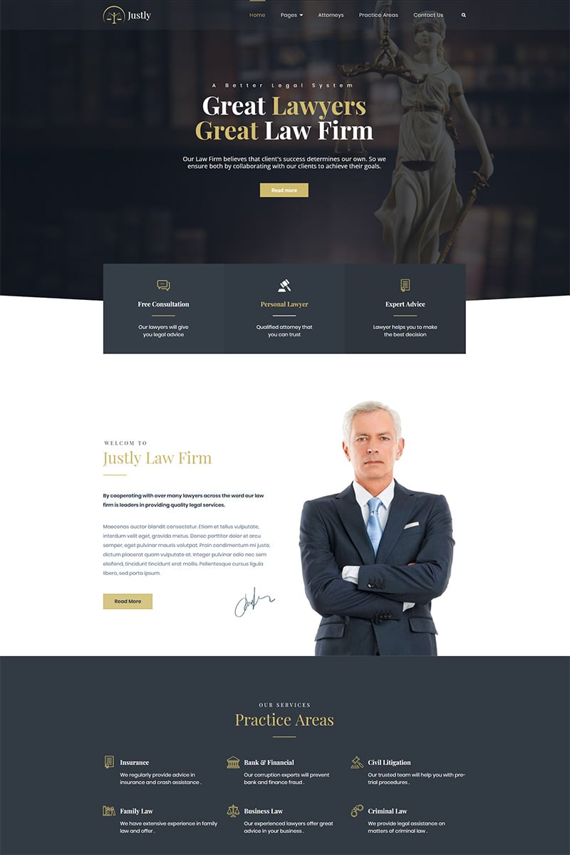 Justly - Lawyer and Attorney WordPress Theme