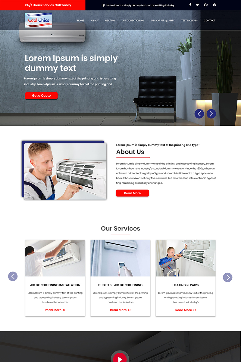 Template PSD #83452 "Cool Chics - AC Services"