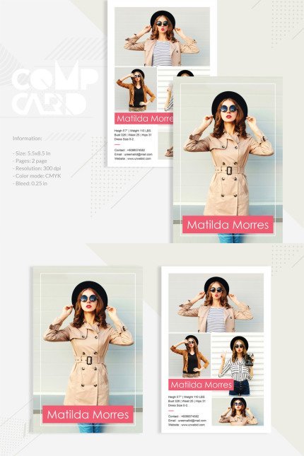 Template #83507 Comp Card Webdesign Template - Logo template Preview