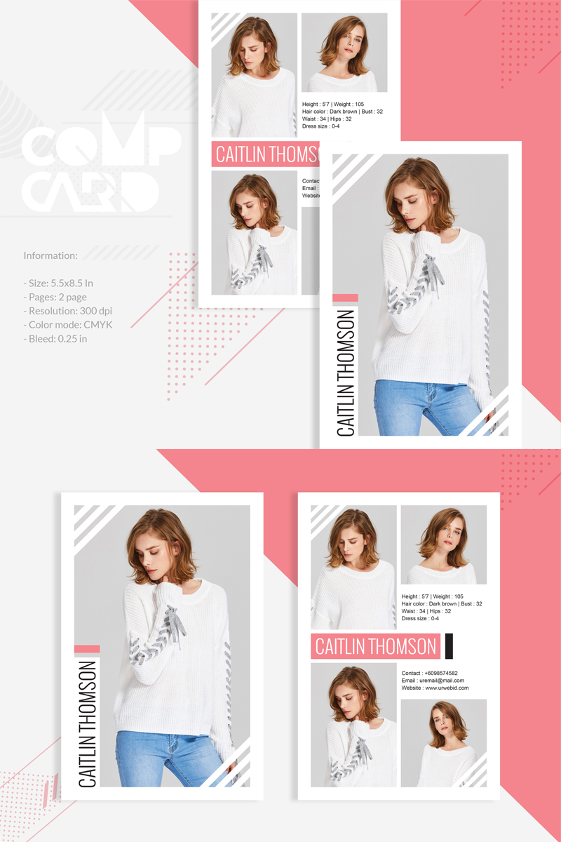 Download Caitlin Thomson - Fashion Model comp card Template With Comp Card Template Download