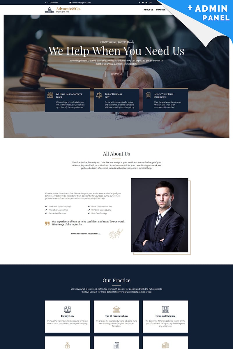 Advocate&Co - Lawyer Landing Page Template