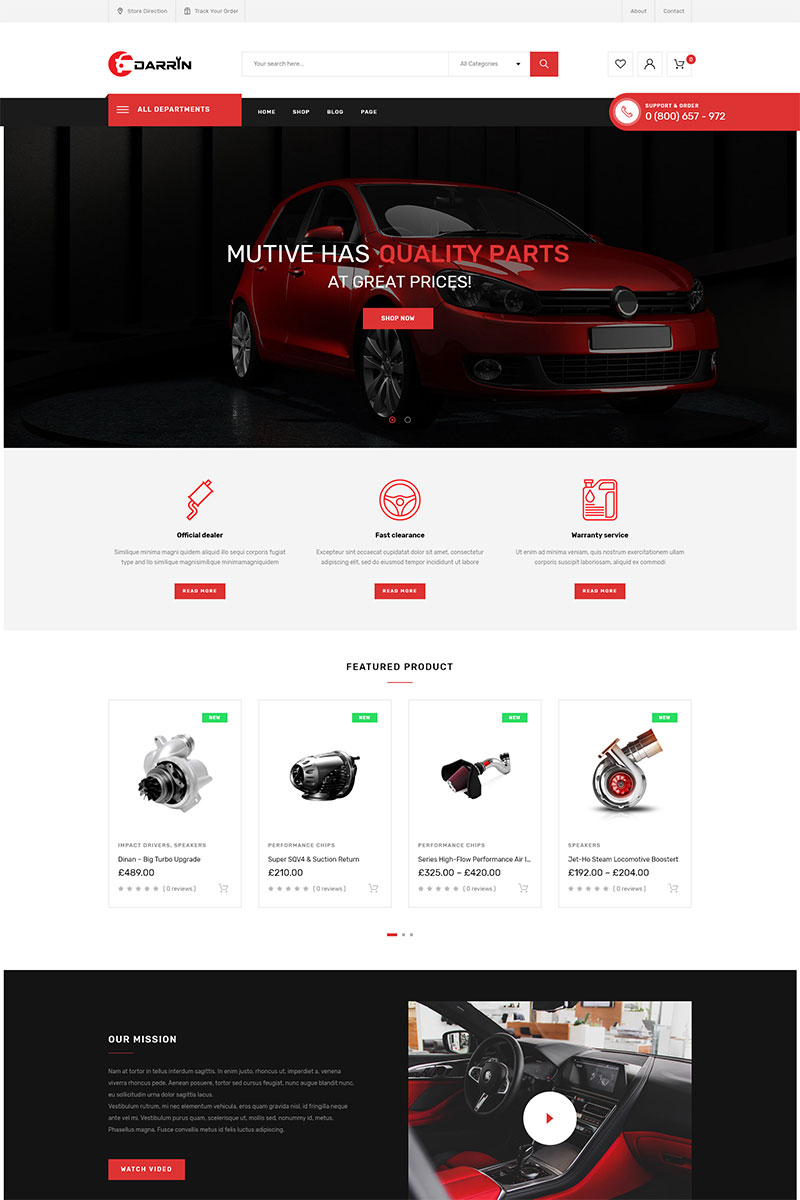 Reszponzív Darrin - Auto Parts Shop WooCommerce sablon 83631 - képernyőkép