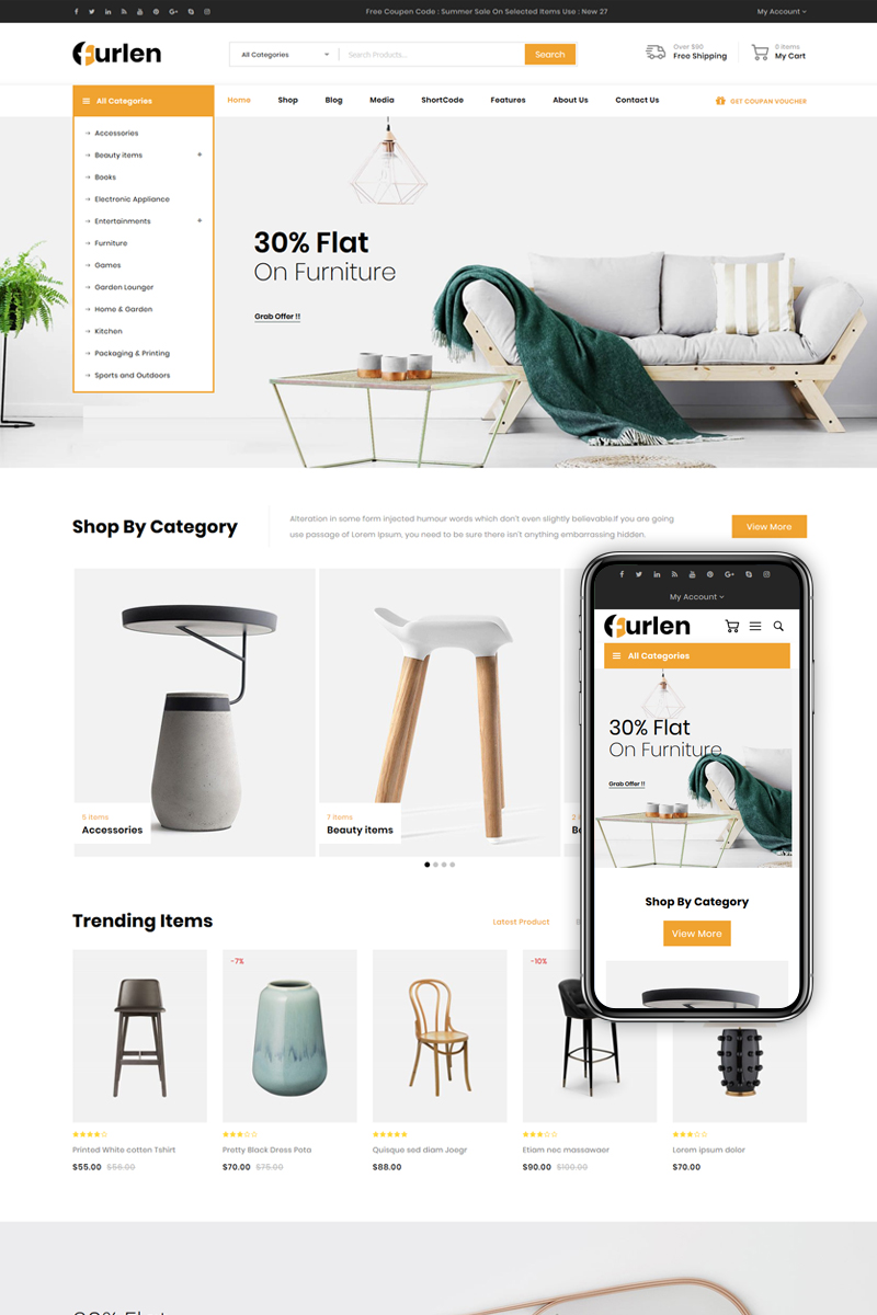 Furlen - Home Decor Store Tema WooCommerce №83770