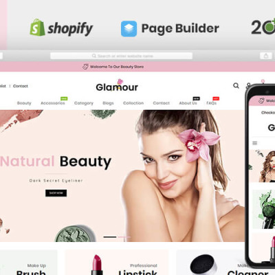 Shopify шаблон "Glamour Cosmetics Store" #83769