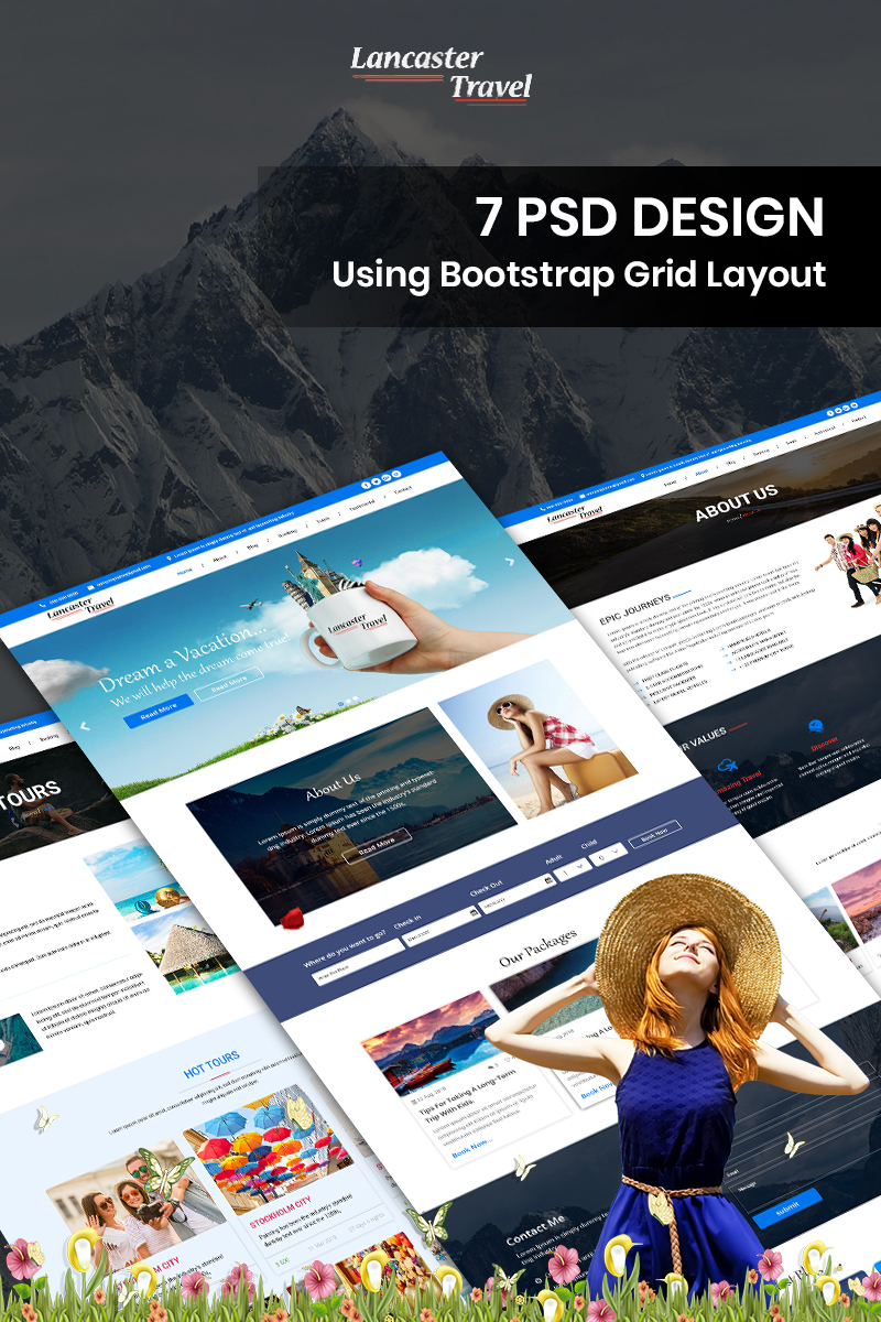Bootstrap Lancaster Travel - Travel Services Psd #83899 - Ekran resmi