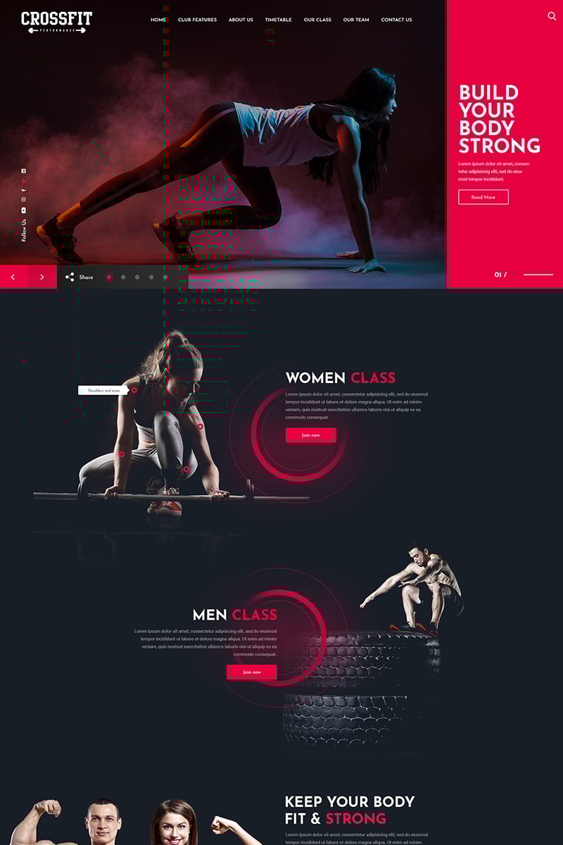 Responsive Crossfit Fitness One Page Psd #83866 - Ekran resmi