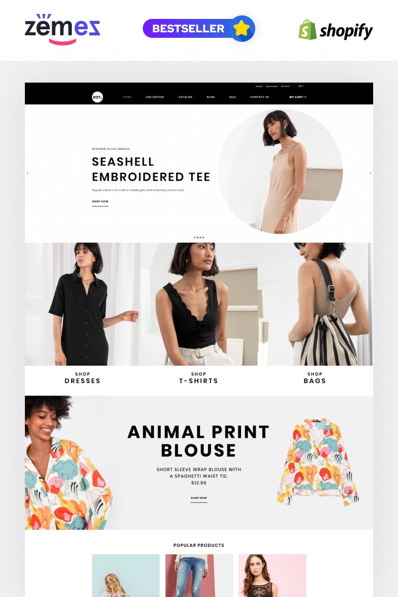Responsywny szablon Shopify DOT. - Women's Fashion & Clothing eCommerce Elegant #83880 - zrzut ekranu