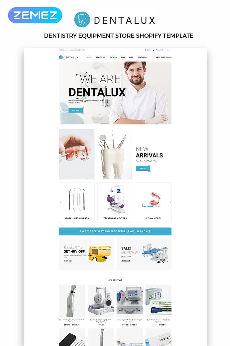 Dentalus - Dental Store eСommerce Clean Tema de Shopify №83971