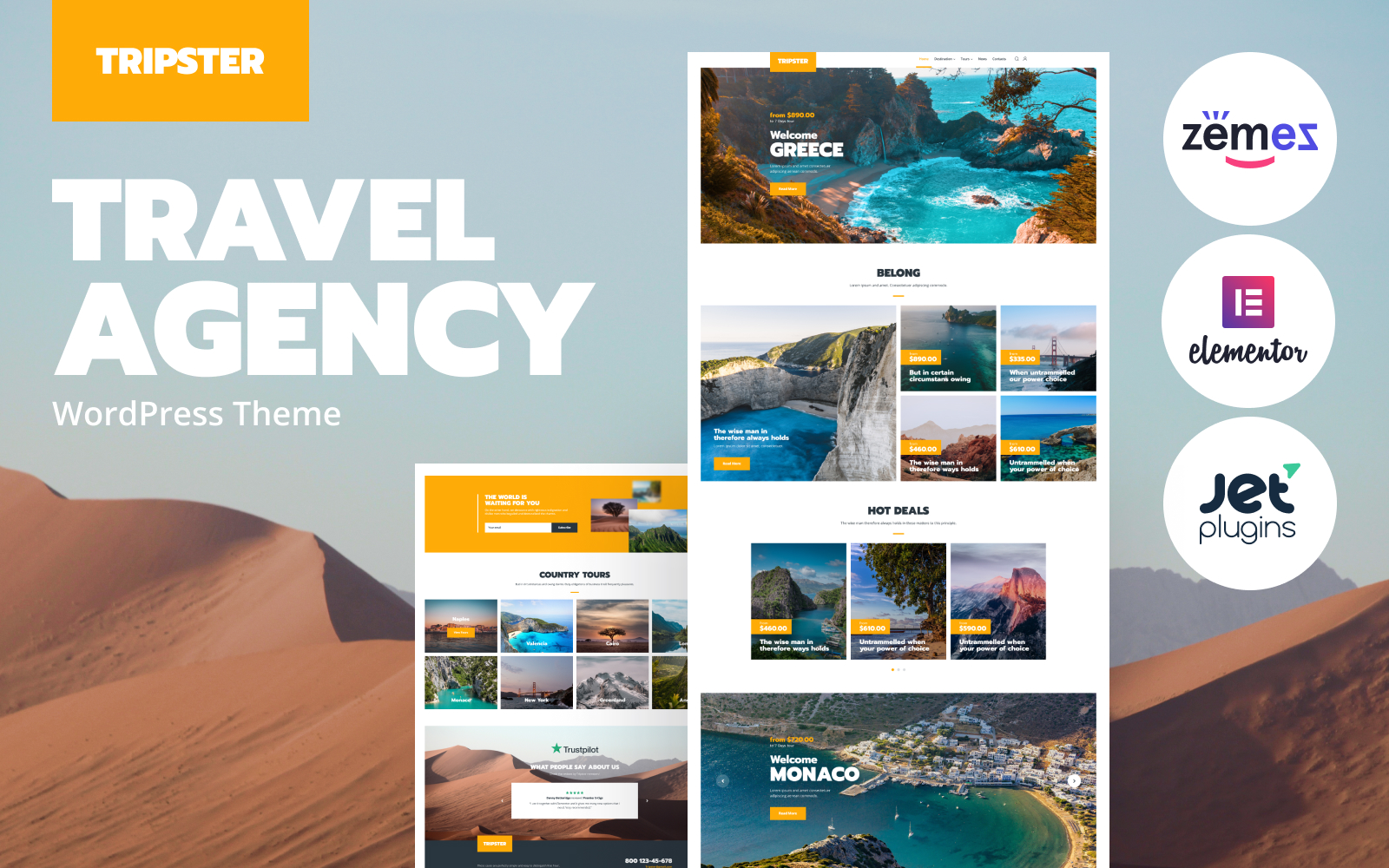 Responzivní WordPress motiv "Tripster - Travel Agency Modern Elementor" #83930