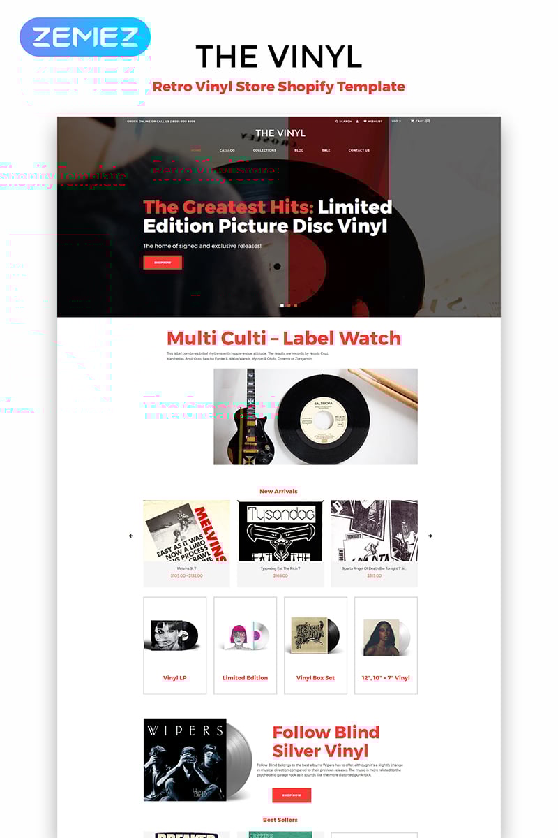 The Vinyl - Music Store eCommerce Creative Shopify Theme