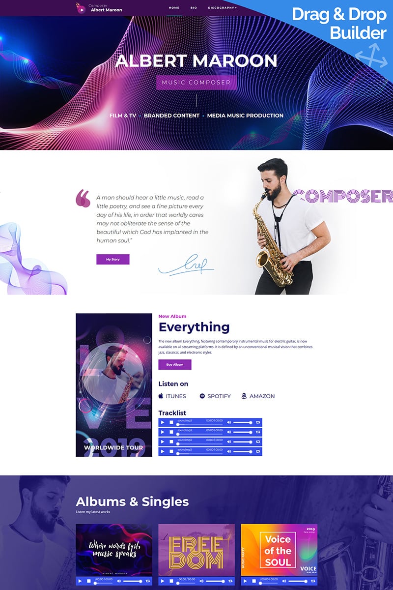 Albert Maroon - Music Composer Moto CMS 3 Template