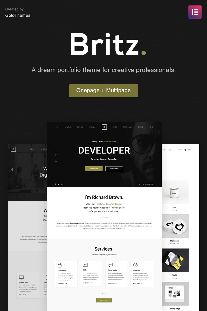 Britz - Minimal Onepage and Multipage Portfolio №84030