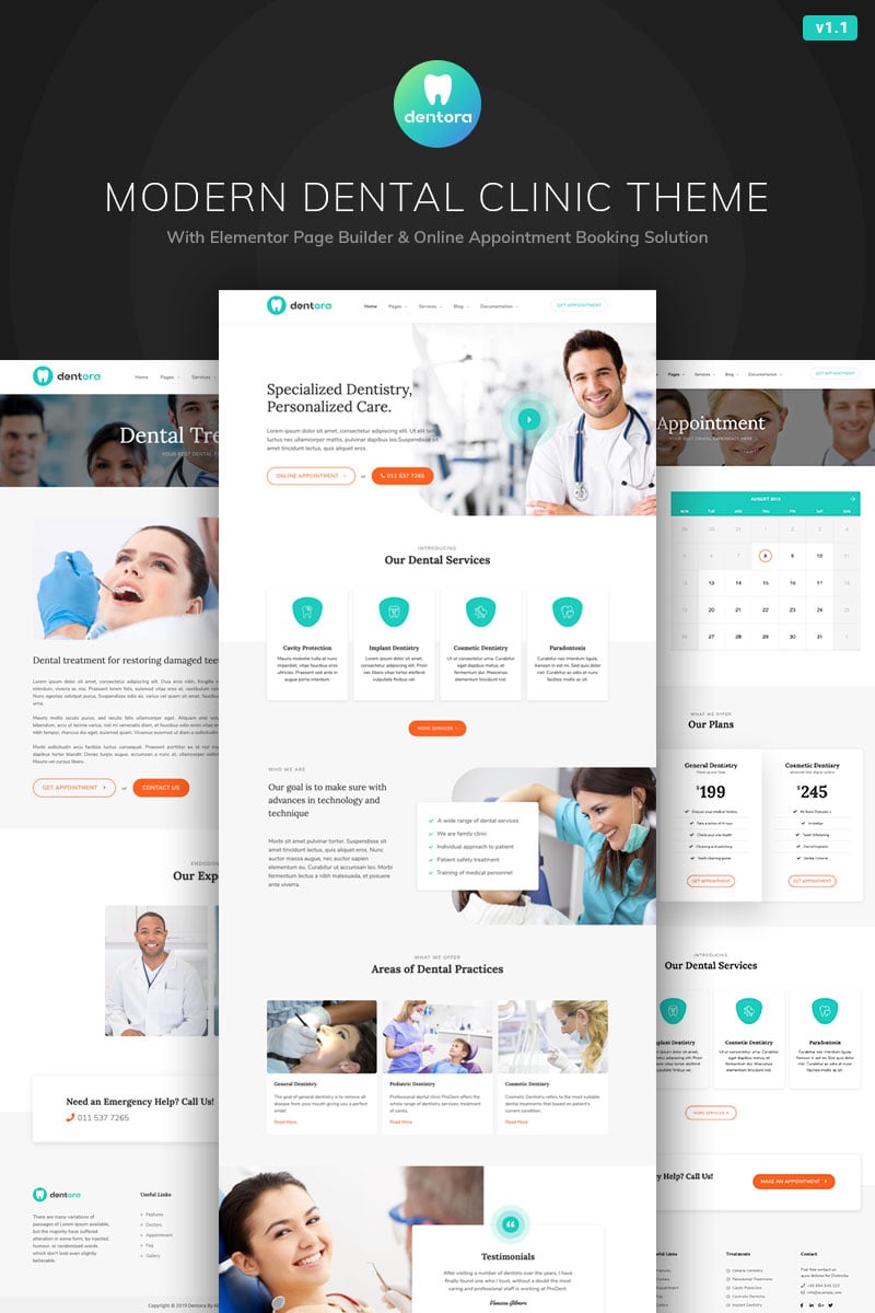 Dentora - Dental Clinic Elementor Tema WordPress №84026