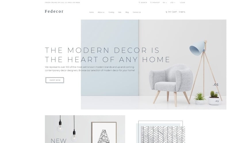 Fedecor - Interior Design Multipage Clean OpenCart Template
