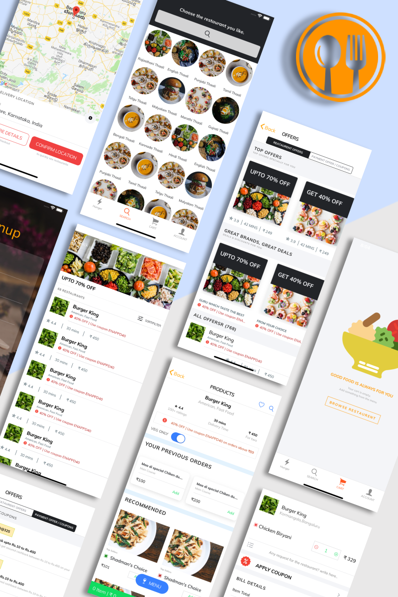 "Food Ordering" 响应式应用模板 #84049 - 截图