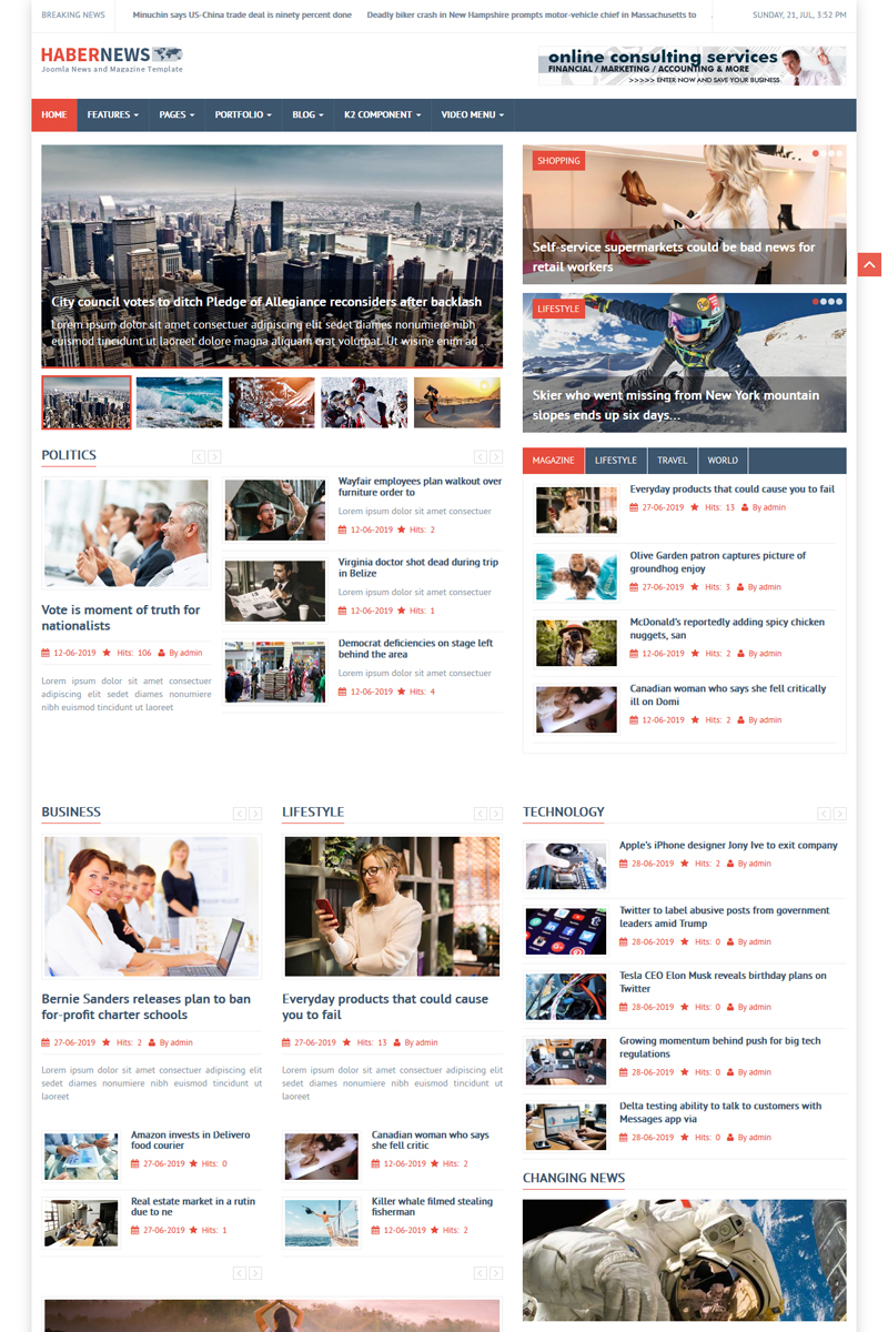 Habernews News and Magazine Joomla sablon 84038