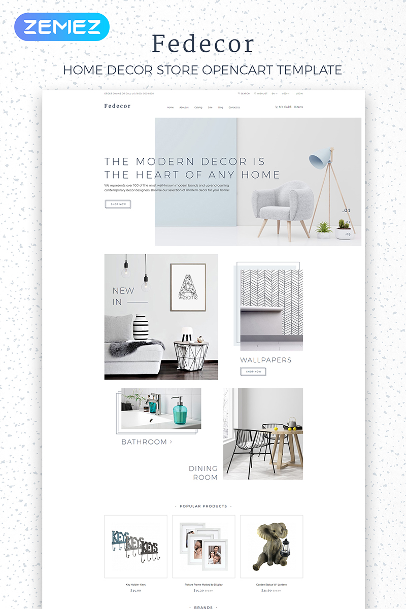 OpenCart Vorlage namens "Fedecor - Interior Design Multipage Clean" #84010