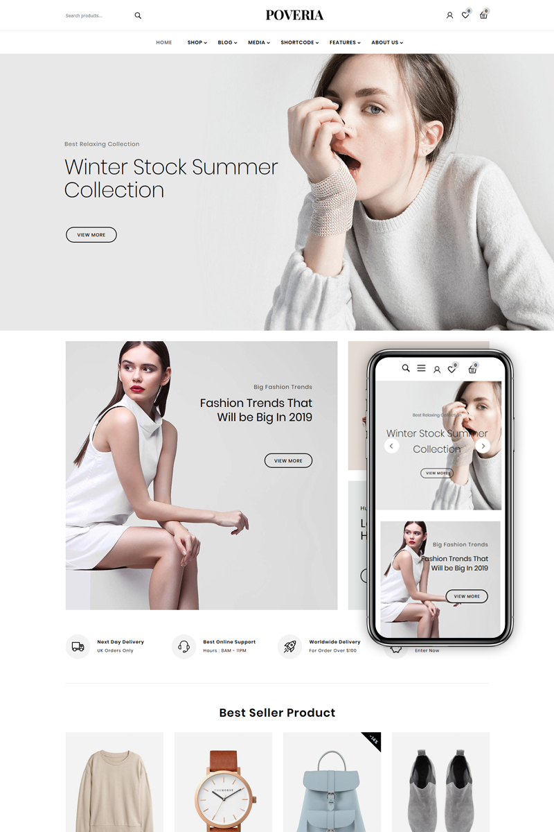 Poveria - Fashion Store Tema WooCommerce №84095
